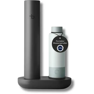 bottleplus Portabler Wassersprudler To Go | Auffüllstation + 600ml Edelstahlflasche | bis 6L Sprudelwasser unterwegs | BPA-frei | kompatibel mit Standard 60L CO2-Zylinder