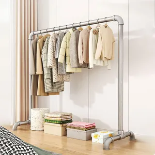 MBBTAG Kleiderständer stabil, Clothes Hanger Stand, Starke Tragfähigkeit, kleiderständer schmal, Stahlrohr Clothing Rack, Freistehender Kleiderstange für Schlafzimmer, große kapazität(100x120cm)