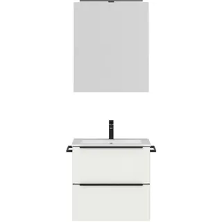 nobilia® Badmöbel-Set Levere, (2-St., vormontiert, mit Soft-Close), inkl. Spiegelschrank mit Beleuchtung und Dimmerfunktion, in 4 Breiten weiß 61 cm x 169 cm x 48,7 cm