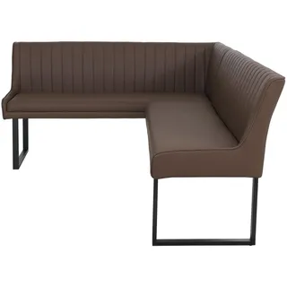 MCW Eckbank MCW-O82, Esszimmerbank Bank, Kunstleder Metall 159x210cm ~ braun