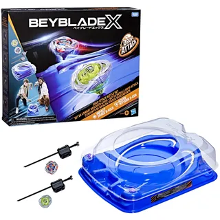 Beyblade X Drop Attack Battle Set mit Beystadium-Arena, 2 Takara Tomy Tops & Launchers, Impact Drake 9-60LR & Hover Wyvern 3-85N, Kampfspiel-Spielzeug, ab 8 Jahren