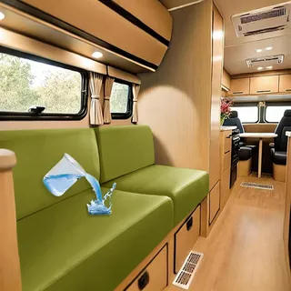 UNBBRRL Wohnmobil Sitzpolster Bezug Wasserdichtes, Wohnwagen Kissen Bezug Mit Befestigung Sgurten, Stretch Sofa Sitzkissenbezüge PU-Leder 100% (Green,W(60-85cm),D(30-50cm))