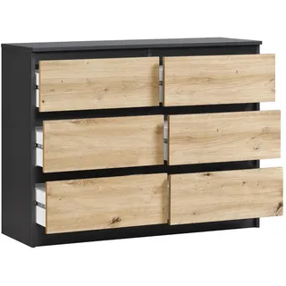 home collective Kommode, anthrazit Eiche Artisan, Holz, 6 Schubladen, 100x77.5x31 cm, Wohnzimmer, Kommoden & Sideboards, Kommoden