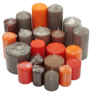 6 kg Witap Stumpenkerzen Qualitätskerzen Set Kerzenpaket Mix gemischt nach Farben (Orange-Braun-Grau)
