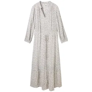 Tom Tailor Damen Gemustertes Maxikleid mit LENZINGTM ECOVEROTM, grau, Gemustert, Gr. 36
