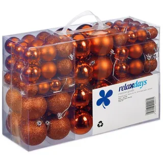 relaxdays Weihnachtsbaumkugel Weihnachtskugeln 100er Set (100 St), orange orange|silberfarben