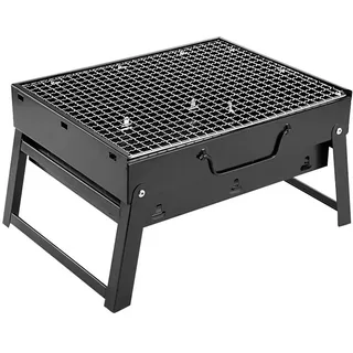 Tragbarer Grill, Mini-faltbarer Holzkohlegrill, Zerlegbarer Tischgrill, 35 X 17 X 23 Cm, Für Garten, Balkon, Reisen, Camping – Schwarz