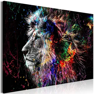 murando - Wandbilder XXL Tiere 90x60 cm 1 tlg - Wand Deko Leinwandbild Leinwand Bilder Bilder Wohnzimmer Bild Schlafzimmer Leinwandbilder Wandbild Groß - Löwe Abstrakt Schwarz und Bunt g-C-0269-b-a