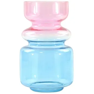 FURNARO Dekovase (1 St), Farbverlauf in kräftigem Rot und Blau, aus transparentem Glas rot