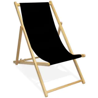 MultiBrands Liegestuhl, Holz, ohne Armlehne, klappbar (Schwarz)