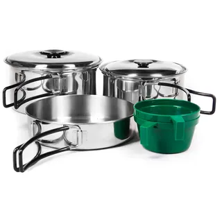 Campfrei 2 Personen Edelstahl Kochtopf-Set Kochgeschirr Camping Kochset Campinggeschirr, Silber