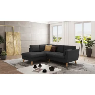 s-style möbel - Ecksofa mit Holzfüßen Hannah aus Graphit Luxusmicrofaser