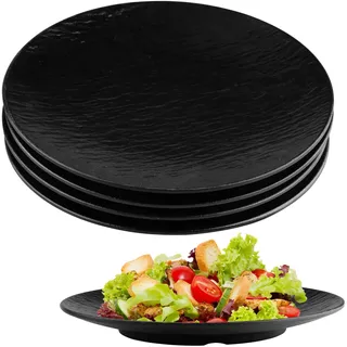 suaywo 4 Set Speiseteller Schwarz für Grillen,Frühstück & Mittagessen.