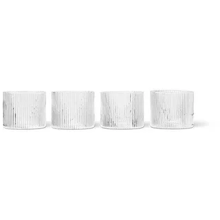 Ferm Living Glas 4er Set Ripple Low Clear