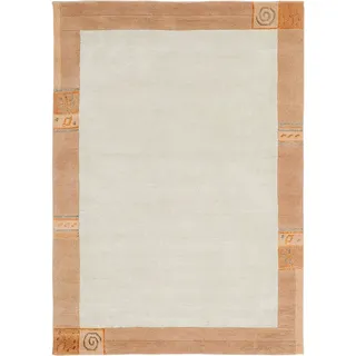 Wollteppich LUXOR LIVING "India, handgeknüpft" Gr. 8, beige, B:250cm H:20mm L:300cm, Wolle, Teppiche, Designer-Teppich Knüpfteppich Schurwollteppich Teppich, reine Wolle, mit Bordüre, auch als Läufer, Wohnzimmer