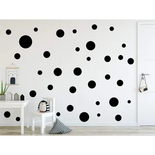 Timalo® XL Aufkleber Punkte Wandtattoo Kinderzimmer bunte große Kreise Pastell Uni Matt Wandsticker | 73081-schwarz-180