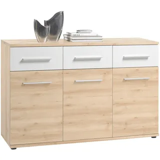 Ti'me Kommode, Weiß, Buche, Kunststoff, 3 Fächer, 3 Schublade(n) Schubladen, 135x90x40 cm, Wohnzimmer, Kommoden & Sideboards, Kommoden