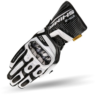 SHIMA STR-2 Motorradhandschuhe Herren - Touchscreen, Sommer, Sport Leder Handschuhe mit Carbon Knöchelprotektor, Handflächen- und Fingerschieber, Verstärkte Handfläche (Weiß, S)