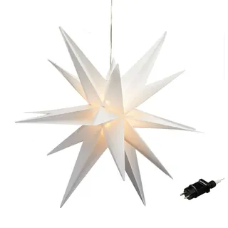 XXL Adventsstern zum Hängen für Außen - 100 cm - Weihnachtsstern warm weiß beleuchtet mit Timer - Advent Weihnachten Deko Outdoor Beleuchtung kabelgebunden mit Netzteil
