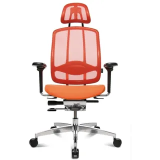 Wagner AluMedic 10 ergonomischer Profi Bürostuhl Drehstuhl Schreibtischstuhl mit Dondola-System für 3D-bewegtes Sitzen, Armlehnen und Kopfstütze, rot