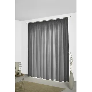 Vorhang WIRTH "Neveres" Gr. 2, grau (anthrazit), B:135cm H:175cm, Jacquard, Baumwolle, Gardinen