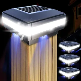 4 Stück Solar Pfostenkappen Licht, Solarlampe Außen Zaunpfosten Lampe