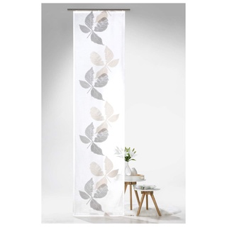 heimtexland ® Schiebegardine Batist Pure Nature Blätter 245x60 Flächenvorhang Schiebevorhang Transparent Weiß Grau Typ638