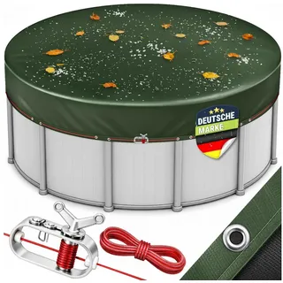 tillvex Pool-Abdeckplane tillvex® Premium Poolabdeckung rund mit Montageset, Solar Pool Abdeck (Abdeckung UV-beständig Schwimmbecken Schwimmbad, Solar Pool Abdeckplane mit 200g/m2 Poolplane Rundpool), Premium Poolabdeckung rund mit Montageset für Sommer & Winter grün 366 - 400 cm (Ø 460 cm)