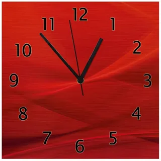 Wallario Wanduhr Abstrakte rotes Muster - roter Stoff (Aluverbunduhr) rot