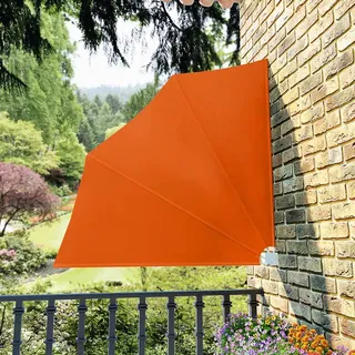 YITHOPI Sichtschutz Fächer, Faltbarer Balkonfächer, mit WANDPLATTE Blickdicht, Balkon Trennwand, Windschutz Sonnenschutz, Terracotta-Rot 140×140 cm