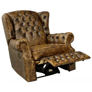 Elektrischer Relaxsessel Chesterfield Stunning aus echtem Rindsleder Whisky
