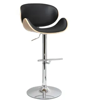 miliboo Design-Barhocker  Schwarz und helles Holz  WALNUT