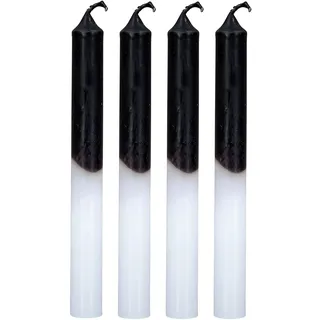 levandeo 4er Set Stabkerzen H20cm Schwarz Weiß Farbverlauf Dip Dye Kerzen Deko Tischdeko