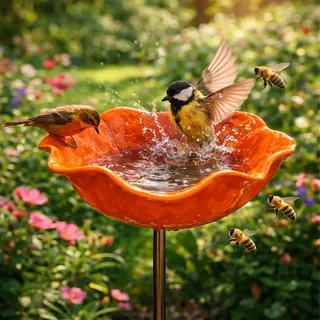 2 Stuick Gartenstecker VogelträNke Blume, Handgefertigt BienenträNke Keramik, Blumen Gartenstecker VogelträNke, BienenträNke FüR Den Garten, Gartendeko FüR DraußEn (1-E)