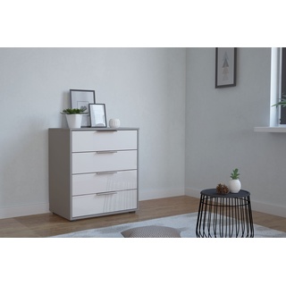 Schubkastenkommode WIEMANN "Monaco" Sideboards Gr. B/H/T: 60 cm x 70 cm x 43 cm, 4, grau (kieselgrau, dekor, glas weiß) Schubladenkommoden mit Glasfront in diversen Breiten, vormontiert