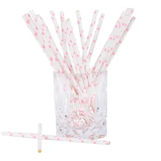 Papierstrohhalme Stars 25 St. 100% Papier L:19,7cm Strohhalm biologisch abbaubare Trinkhalme, Farbe:rosa