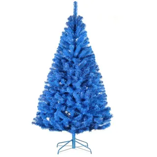 Künstlicher blau Farbiger Tannenbaum 180cm hoch schwer entflammbar mit PVC Nadeln - Großer Blauer Christbaum Weihnachtsbaum in B1