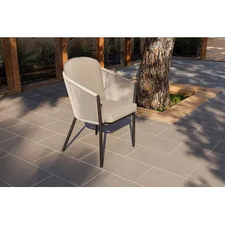 OUTFLEXX Tavio Dining Sessel, hellgrau/beige, Alu/Rope-Geflecht, 58 x 61 x 80 cm, inkl. Kissen
