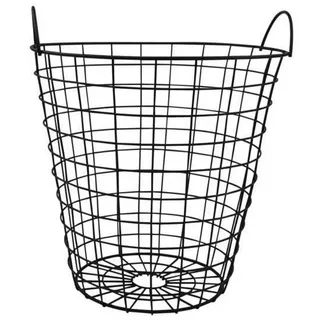 HIT TRADING B.V. Aufbewahrungskorb RENLY, Ø 30 cm - Schwarz Metall - mit Griffen