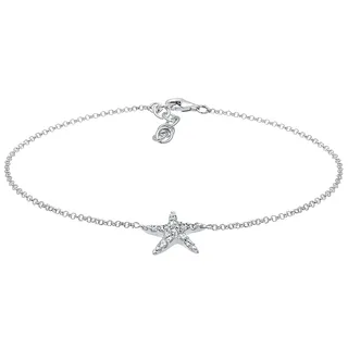 Elli Fußschmuck Damen Fußkettchen Seestern mit Kristalle in 925 Sterling Silber