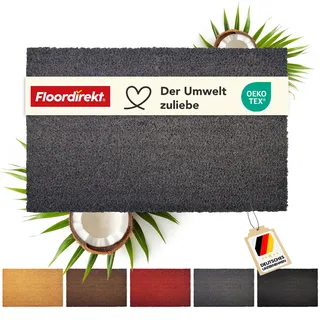 Floordirekt Fußmatte für Innen und Außen, 40x60 cm Grau, Türmatte aus Kokos, Schmutzfangmatte für Haustür, rutschfeste Fussmatte, Kokosmatte, Fußabtreter, Fussabstreifer (17mm)