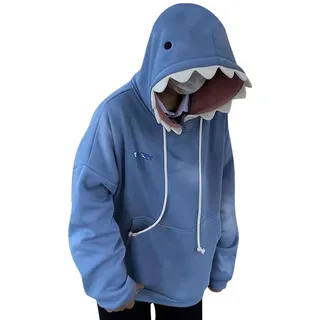 TONGFENG Damen Shark Hoodie | Süßer Hai-Hoodie Langärmliger Kapuzenpullover | Oversized Sweatshirt Herbst Winter Warme Langarm Pullover | Asthetische Sport Locker Casual Pulli für Teenager-Mädchen