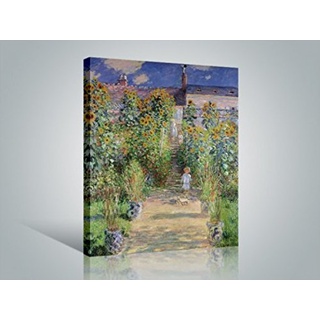 1art1 Claude Monet Poster Der Garten des Künstlers In Vétheuil, 1881 Bilder Leinwand-Bild Auf Keilrahmen | XXL-Wandbild Poster Kunstdruck Als Leinwandbild 80x60 cm
