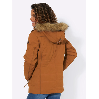Steppjacke CASUAL LOOKS, Damen, Gr. 50, braun (cognac), 50% Polyester, 37% Baumwolle, 13% Polyamid, Kunstpelz:80% Polyacryl, 20% Polyester, unifarben, Jacken Steppjacke