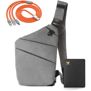 IUHFSIFS Upgrade Brusttasche Herren Diebstahlsichere Tasche【0 Belastung - Komfortable Ergonomie】 Diebstahlsichere Umhängetasche【Viele Taschen Extrem Wasserdicht Kratzfest】 Anti Diebstahl Tasche