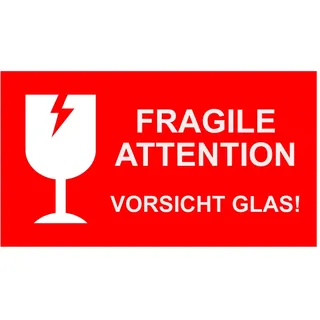Haobase 50 Aufkleber Etikett Versandaufkleber Fragile Attetion Vorsicht Glas