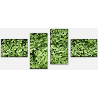 wandmotiv24 Mehrteilige Bilder Grüne Blätter Wand, Blumen und Pflanzen (Set, 4 St), Wandbild, Wanddeko, Leinwandbilder in versch. Größen grün 200 cm x 90 cm x 1.8 cm