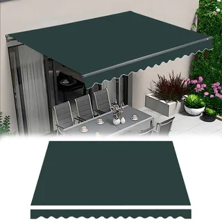 Generisch Markisenstoff Für Einziehbare Klemmmarkise, Terrasse Markisenbespannung Balkon Markisentuch Außen Markisen Ersatzstoff Aus Polyester, Wasserabweisend Markise Stoff Nur Stoff(Dark Green)