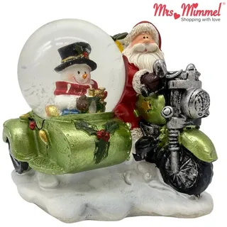 SCHNEEKUGEL Motorrad mit Beiwagen Weihnachtsmann und Schneemann on tour LUSTIG