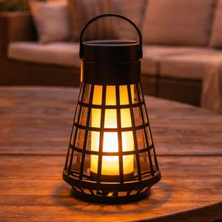 Festive Lights 2-in-1 LED Solarleuchte Garten mit Flammeneffekt Laterne Flackernde Flamme Solar Gartenleuchten für Außen Solar Wegeleuchten Wegbeleuchtung (2-in-1 Laterne 19cm)